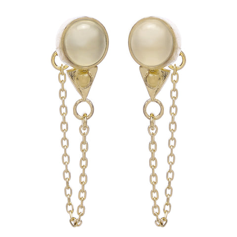 Earth Amulet Continuous Earrings // Moonstone