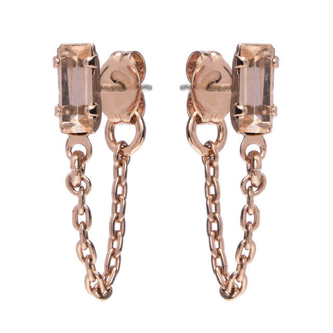 Baguette Continuous Earrings // Peach Crystal