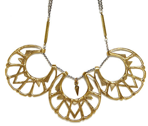 Moon Gorget Necklace // Brass