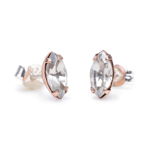 Tiny Marquis Studs // Clear Crystal
