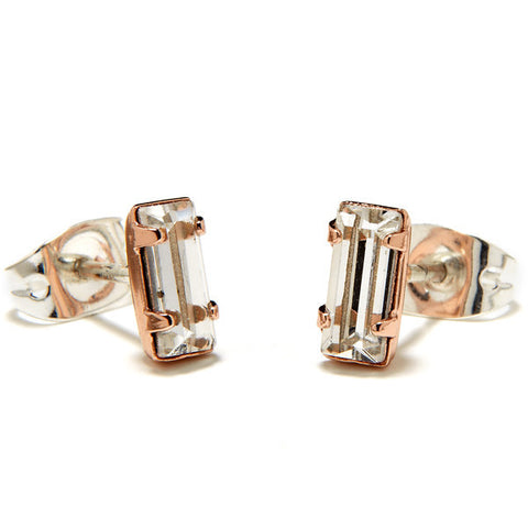 Tiny Baguette Studs // Clear Crystal