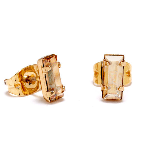 Tiny Baguette Studs // Champagne Crystal