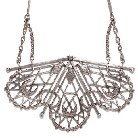 Sacred Geometry Fan Necklace // Silver